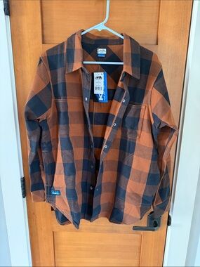 Kavu Women’s Brown and Black Buffalo Plaid Shirt Jacket 100% cotton